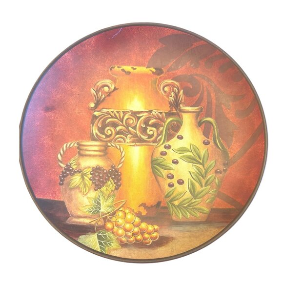 Kirklands Decorative Plate Set Of 3 Tuscan Vineyard Grapes & Wine Bottles Art - Picture 4 of 6